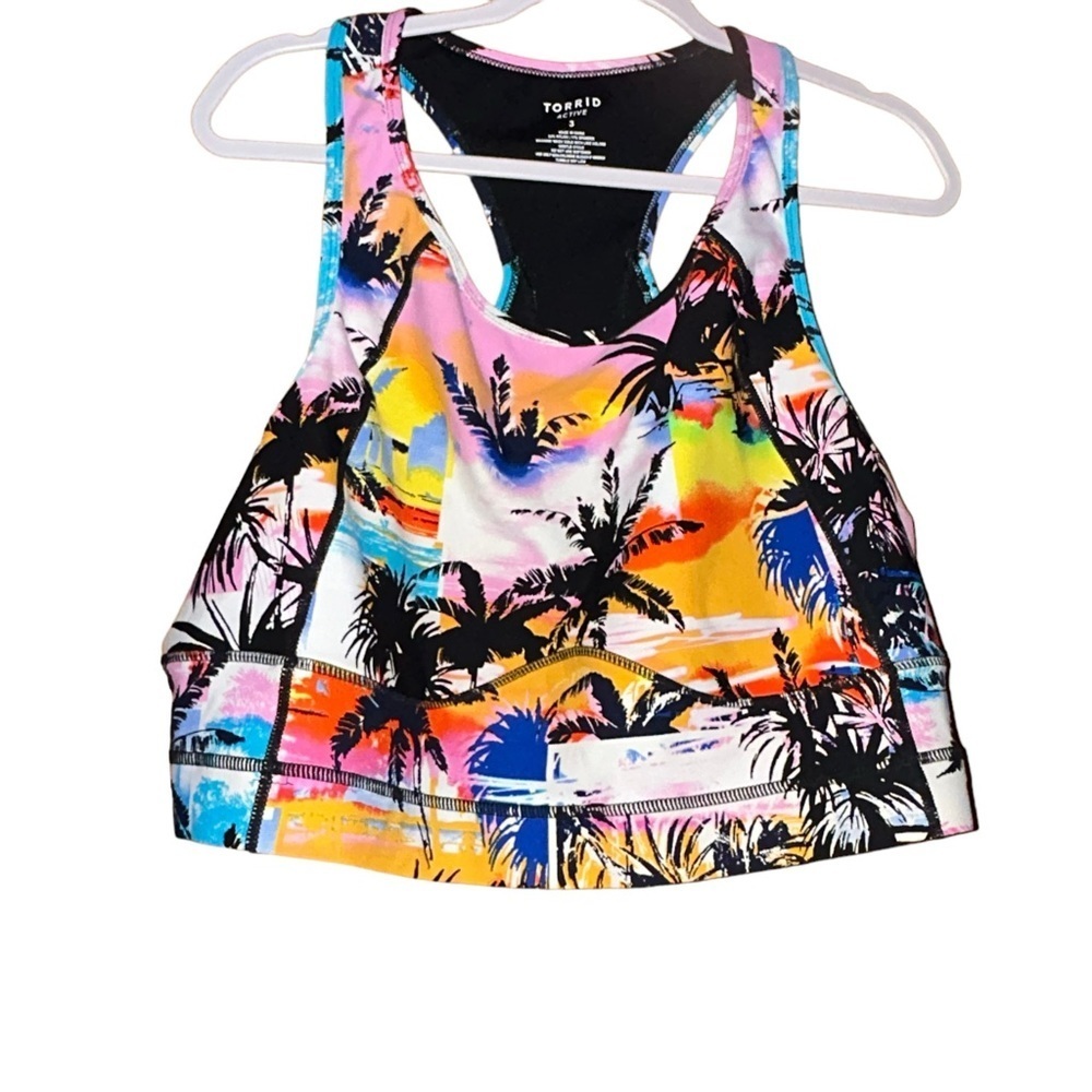 Torrid Low-Impact Wireless Active Sports Bra 3x 22 24 palm tree paradise